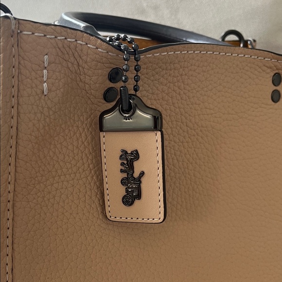 Coach Beige and Black Leather Satchel - Picture 2 of 9